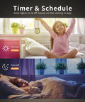Girl waking and sleeping, showcasing timer feature of 4 Pack 4 Inch RGB LED Recessed Downlights With J Box 10W 800LM