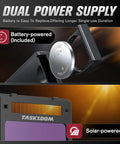 Auto Darkening Welding Helmet With Large Viewing Area And True Color Lens dual power supply image showcasing battery and solar power options