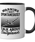 Soaring Sailplane Pilot Ceramic Mug For Glider Buffs And Aviation Fans Black White Design with sailplane graphic