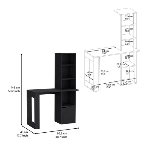 Boss Level Gaming Standing Desk With Smooth Hydraulic Lifts And Zero Sweat Interlocking Assembly For Rugged Modular Home Office Workstation Configuration, side view with dimensions.