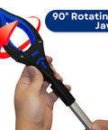 Close-up of 34 Inch Extra Long Reacher Grabber With Foldable Gripper And Rotating Jaw For Easy Pickup showing rotating jaw feature.