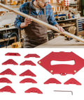 Pro Grade Router Table Corner Jig And Radius Template Kit For Hustling Carpenters featuring heavy duty aluminum construction and red trim.