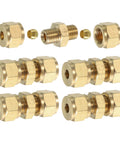 Brass Compression Tube Fitting Set For 4mm Tubing, NPT Thread, Union And Sleeves, Straight Coupling Adapter, 5 Pieces
