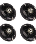 Four 69mm inline skate wheels with bearings, ultra quiet PU rubber shock absorption, strong grip, easy install replacement.