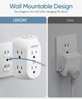 9 In 1 Wall Outlet Splitter With 6 Wide Spaced Outlets And 3 USB Ports Converts A Two Prong Outlet To A Grounded Three Prong And Lets You Power Nine Devices At Once In Non Grounded Older Homes No Frills Power Upgrade, shown mounted on wall