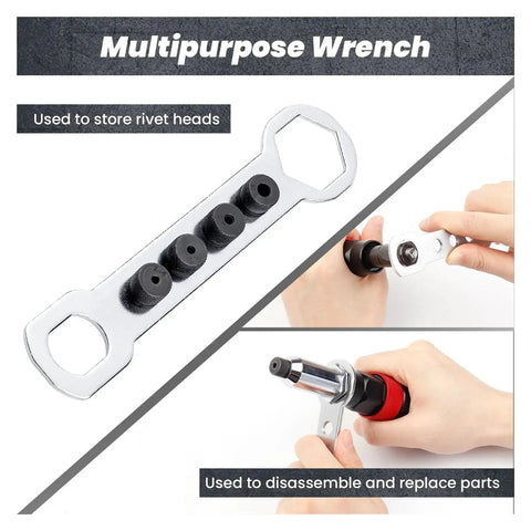 Multipurpose wrench with rivet heads for Cordless Riveting Gun Kit With Brushless Motor For Fast Nut Insert Riveting