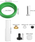Heavy Duty Toilet Tank To Bowl Gasket And Bolt Kit Made From Premium NBR Rubber For Easy Leak-Proof Fixes And Simple Rear Installation Jobs, dimensions shown