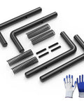 Four Piece Spring Loaded Trailer Gate Latch Kit Heavy Duty Steel Replacement For Trailers Sheds Farms And Backyards Easy Install No Hassle Durable Latch Hardware Keeps Doors Secure 819t Black with gloves included.
