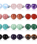 12 Pairs Gemstone Ball Stud Earrings Set With Amethyst Rose Quartz Rock Quartz Carnelian Green Aventurine Black Obsidian And More For Women Everyday Wear Vibes, 10mm studs