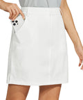 Women's Golf Skort With Built In Shorts, Moisture Wicking Quick Dry Nylon, UPF 50 Plus Sun Protection, Zipper Pockets, White, Size M