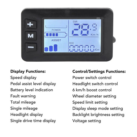 Wireless LCD Display Panel For Electric Bicycles And Scooters 24V 36V 48V Compatible Speedometer Odometer Control Meter For Easy Bike Mod Ride Ready Readout ABS Shell Durable And Lightweight