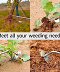 Two Pack Stainless Steel Hand Weeder Tools For Garden And Farm With V Shape Weeder And Four Teeth Weed Puller Wood Handles