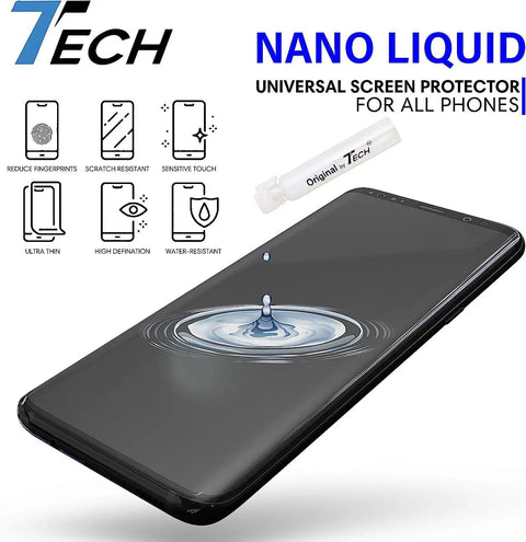 Phone Scratch Remover and Cracked Screen Repair Liquid Glass Protector Universal Nano Protection for All Phones Tablets and Smart Watches Up to 3 Devices over a smartphone screen with splash design