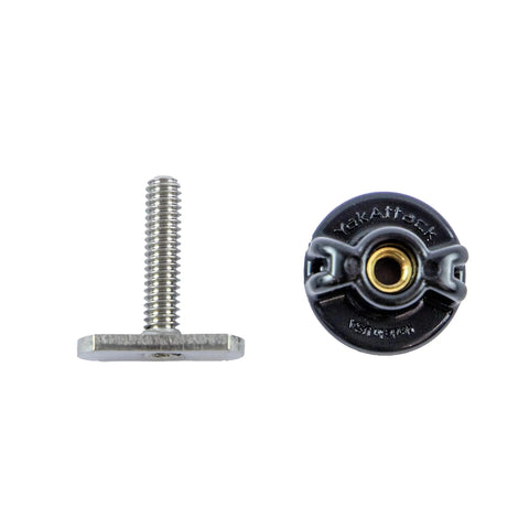 TracPak Quick Release Mounting Base for Track Mount Storage Boxes, Includes T Bolt and Surface Mount Hardware, front view