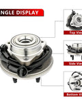 Ready To Roll 2 Piece Front Wheel Hub Bearing Assembly For Ford Explorer 2002 To 2005 Mercury Mountaineer 2002 To 2005 Lincoln Aviator 2003 To 2005 5 Lug Bolts With ABS Front Wheel Hub Replacement Set angle views