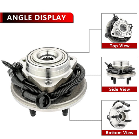 Ready To Roll 2 Piece Front Wheel Hub Bearing Assembly For Ford Explorer 2002 To 2005 Mercury Mountaineer 2002 To 2005 Lincoln Aviator 2003 To 2005 5 Lug Bolts With ABS Front Wheel Hub Replacement Set angle views