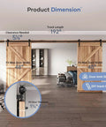 16 Ft Double Sliding Barn Door Hardware Track Kit With Straight Pulleys Heavy Duty Steel Black Powder Coated Finish For 48 Inch Wide Doors