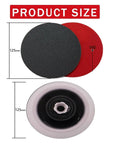 Product size of 125mm round black and red sandpaper disc, showing underside, for Get Your 5 Inch Dry Wet Sponge Sandpaper Set With 16 Pcs Assorted Grits From 180 To 4000 For Smooth Furniture Auto And DIY Projects.