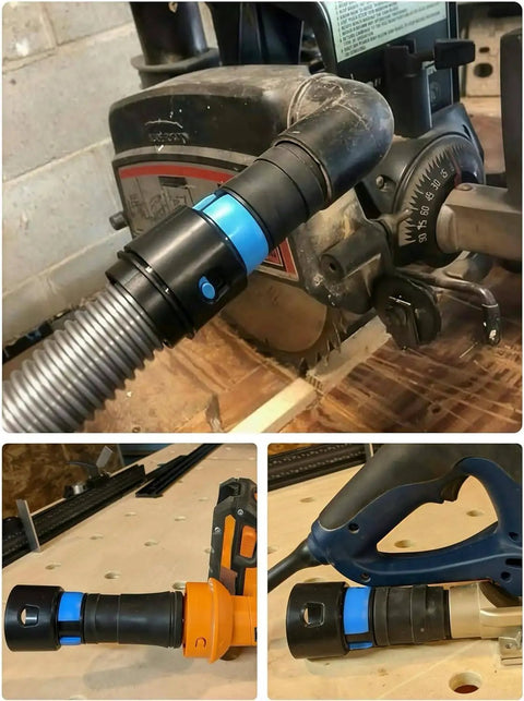 Mitansle Ribbed TPE Dust Collection Hose Adapter Kit Includes One Foot Smooth Bore Hose For Shop Vac Systems, paired with tools.