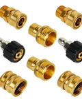 Brass pressure washer quick-connect adapters with swivels; M22 to 3/8 in, set with black plastic housings