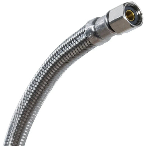 Ice Maker Water Line 10 Feet With PVC Core And Premium Braided Stainless Steel Fittings For Secure One Quarter Inch Compression Connections Pro Grade Puncture Resistant Appliance Supply Hose