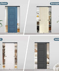 5 Foot Heavy Duty Bypass Door Hardware With Finger Pulls, Aluminum Sliding Closet Door Track For Two Door System, installed in living room, storage room, closet, bedroom