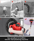 Heavy Duty 1880W Handheld Drywall Sander With Six Speed Controls For No Sweat Wall Sanding close-up grip on tool against wall.