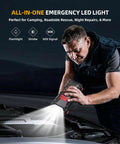 Man using Beast Mode Jump Starter With Built In Air Compressor 160 PSI Car Battery Charger for roadside assistance