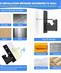 No Drill Curtain Rods For Windows 36 To 88 Inches With Adhesive Brackets showing installation methods for different surfaces