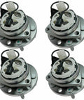 Four Piece Wheel Hub And Bearing Kit Assembly for Front and Rear Left and Right Wheels with Beefed Up Ball Bearings Easy Install