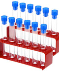 Two Rack Laboratory Test Tube Set With Airtight Caps And 12 Transparent Plastic Tubes For Experiments, Science Party Decor, Storage And DIY Lab Projects For Home Lab Use And Science Class