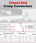 Closed End Crimp Wire Connectors 22-16 AWG, 100 Pcs Copper Core Tin Plated Nylon Covered Splice Caps for Electrical Terminals