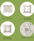 Two-Pack Lattice Outdoor Planter Boxes 15.5 Inch Square 16.5 Inch Tall White Decorative Flower Pots For Front Porch Patio Or Garden Decor Durable Outdoor Planters For Plants showing assembly and features.