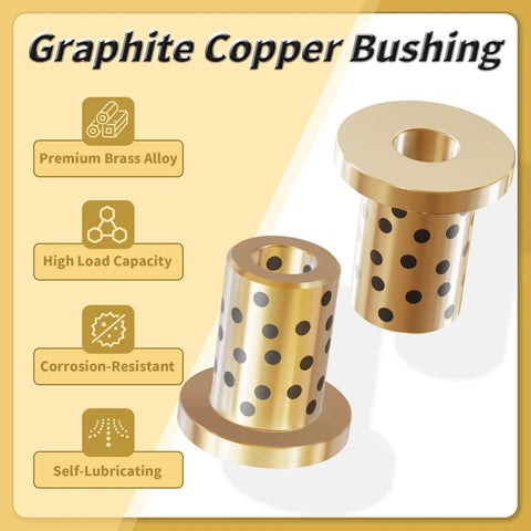 Two Pack 5x7x12Mm Beefy Brass Flanged Sleeve Bearings With 11Mm Flange For 5Mm Shafts High Precision Tolerance Durable Brass Bushings For Small Machinery DIY Projects And RC Models, graphite copper bushing