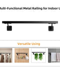 Heavy Duty 24 Inch Steel Stair Handrail Wall Mount Square Pipe Grab Bar For Indoor Outdoor Steps Deck Porch Rust Proof Iron Safety Rail Rock Solid Build For Multi-Functional Use
