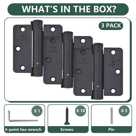 Self Closing Door Hinge Set Three And A Half Inch Matte Black Auto Close Spring Hinges For Commercial Doors Heavy Duty