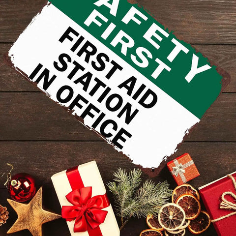 First Aid Station Aluminum Sign 8x12 Inches Dope Wall Decor For Office Warehouse Factory Garage Hospital School And Workshop Durable Rustproof Aluminum Construction Weather Resistant with holiday decor