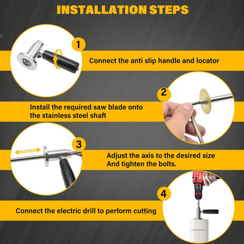 Installation steps for 7 Inch Inside PVC Pipe Cutter With Adjustable Depth From 0 To 7 Inches, Handle And Locking Ring