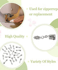 Flower Metal Zipper Pull Replacement Sliders Set 20 Pcs Durable Alloy With Platinum Finish shown in various styles for repairs