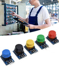 5 Piece Button Switch Module Large Push Button Board With Tactile Keys And Color Covers for Arduino kits and simple circuit assembly.