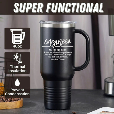 40oz Stainless Steel Tumbler With Handle Lid And Straw Black Dope Engineer Gift For Men And Women Double Wall Insulation Keeps Drinks Hot Or Cold