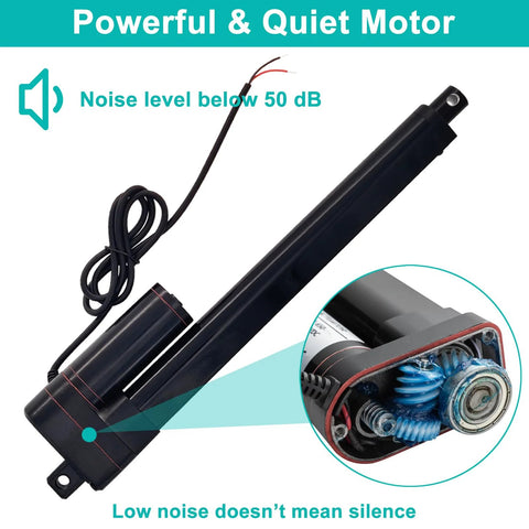 JQDML 24V 6-in stroke linear actuator with mounting bracket; heavy-duty IP65 waterproof, 660 lb, 0.2 in/s