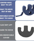 Easy Bedridden Patient Turning Pillow With Handle Hole U Shaped Velvet Nursing Pillow, blue cover, ergonomic design