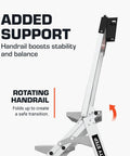 Foldable Three Step Safety Stool With Extra Wide Treads And Rubber Non Slip Grips For Stable Comfortable Indoor Use Perfect For Reaching Cabinets And Shelves And Everyday Home Projects Step Up Your DIY Game, foldable aluminum stool with rotating handrail