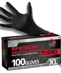 Heavy Duty Industrial Nitrile Gloves Two Layer Black 6 Mil 100 Count XL Latex Free Powder Free Textured Grip Chemical Resistant Rip Proof For Demanding Jobs