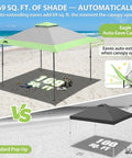 13x13 Straight Leg Pop Up Canopy Tent No Fuss One Person Setup, 169 Sq Ft Shade, Auto Extending Eaves on a beach