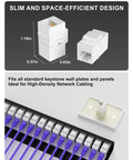 RJ45 Female To Female Ethernet Coupler Kit for Wall Plates and Patch Panels Cat6 Cat5e Cat5 with dimensions and installation.