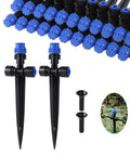 Adjustable 360 Degree Drip Irrigation Emitters For One Quarter Inch Tubing Push To Fit Garden Watering System 12 Pack With Arrow Stakes