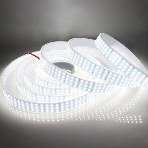 16.4Ft Triple Row LED Strip Lights Daylight White 6000K DC12V 1800 LEDs Dimmable Flexible Outdoor IP67 wheel light strips.