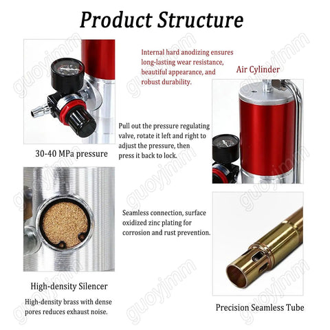 Air Operated Grease Pump With 50:1 Ratio, Universal Gun And High Pressure Hose components, including air cylinder and silencer